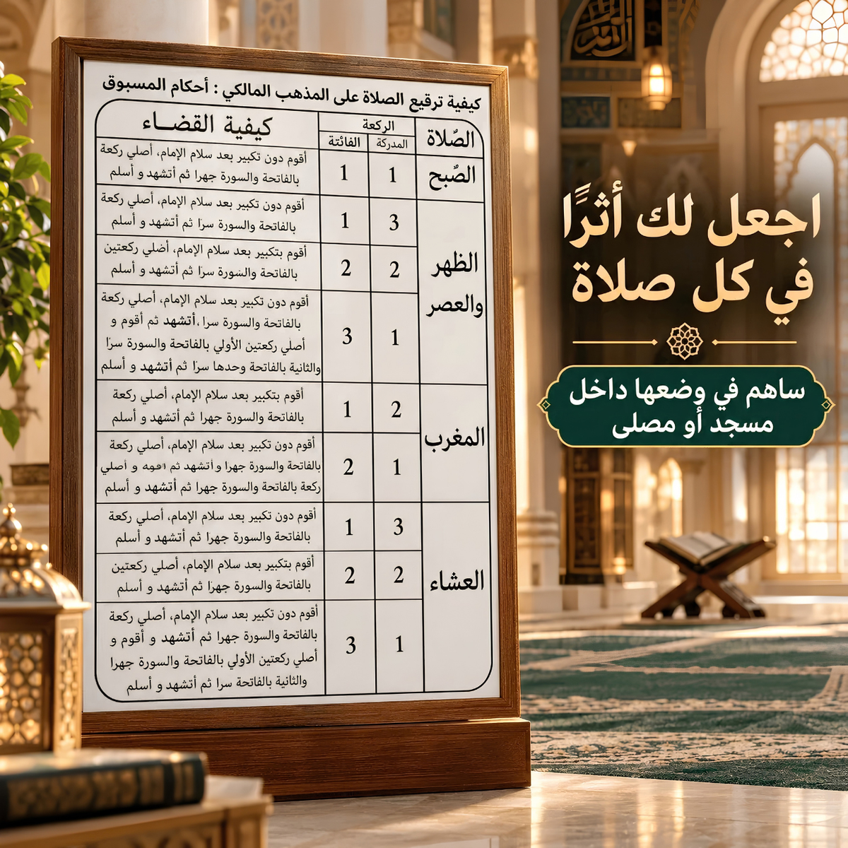 دليل المصلّي – لافتة أحكام ترقيع الصلاة